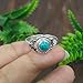 Natural Round Blue Turquoise December Birthstone Handmade Solitaire Ring in 925 Sterling Silver Wedding Gift for Her Women (9.5)