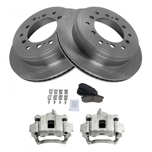 Image of TRQ Rear Brake Pad and Rotor Set Ceramic Rotors Calipers | For 2010-2020 Lexus GX460 2010-2018 Toyota 4Runner