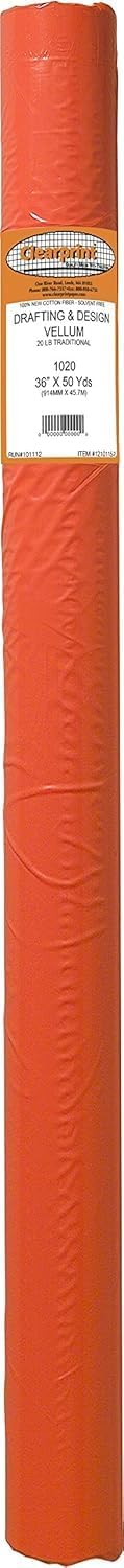 Clearprint 1020H Design Vellum Roll, 20 lb., 100% Cotton, 36 Inches W x 50 Yards Long, 1 Each (12101152)