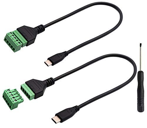 Cable USB C a clema de 5 pines para prototipos y mantenimiento de hardware, 30cm 2 unidades