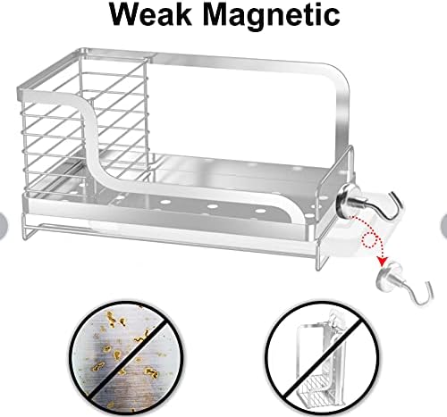 ODesign Sink Organizer Kitchen Sink Caddy Sponge Brush Holder with Drain Pan Tray Dishcloth Rack Countertop Stainless Steel Rustproof