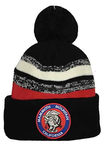 Mexico California Mammoth Mountain Beanie POM POM HAT Black RED White