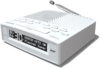 AZATOM Horizon DAB Digital Bedside FM Radio Alarm Clock - Bluetooth - Battery - USB Rapid Charge - Mains Powered (White)