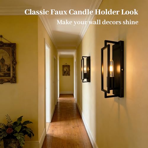 Image of Vintage Battery Operated Wall Lights with Remote Control, Dimmable Wall Sconce Faux Candle Holder Design No Wire Easy Install, Rechargeable Wall Lamp for Living Room Bedroom Hallway Farmhouse