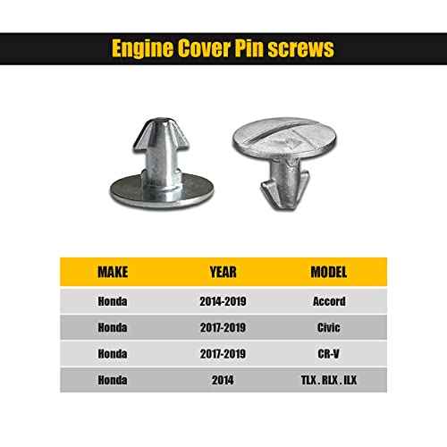 Jawmoy Pack-8 Lower Engine Cover Pin Screw, Engine Splash Shield Hardware Screw, Compatible With Honda Accord Civic Cr-V Acura 90674-Ty2-A01 90105-Tba-A00 (Silver) #TOP1