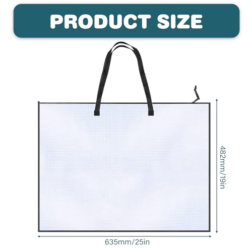 3 Stück A2 Sammelmappe: Transparent A2 Zeichenmappe, Praktisch Mappe, Robust Kunstmappe Mit Griff Und ReißVerschluss, für Prüfung und Dokumentenorganisation (63.5cmx48.26cm)