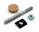 Stair Handrail Bolt Kit - Includes Rail Bolts (3 1/2' x 5/16'), Shoulder Nuts, Plastic Curved Washers, and 1' Tapered Hardwood Plugs, Handrail Fitting Hardware (Red Oak, Set of 10)