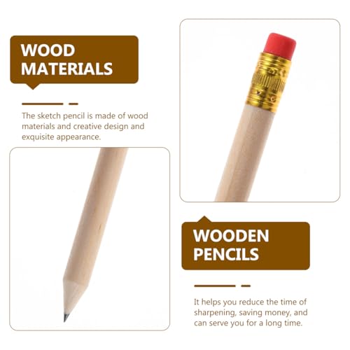50 lápices de madera natural con goma roja miniatura 3