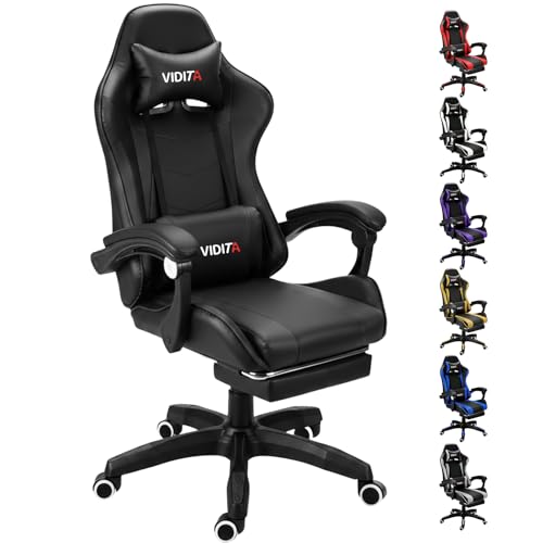 Reviews de Sillas de Escritorio Walmart Top 5. 49 VIDITA Silla Gamer, Silla ergonómica Gamer con reposapiés y Apoyo Lumbar, Silla Gaming Regulable en Altura con Asiento Giratorio 360° y reposacabezas para Oficina o Juegos...
