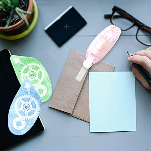 Jagowa 3 Pcs Glue Roller Double-Sided Transparent Strong Permanent Self-Adhesive Tape Dispenser for Student Handbooks, Diaries, Scrapbooks, Cards (3 colors)