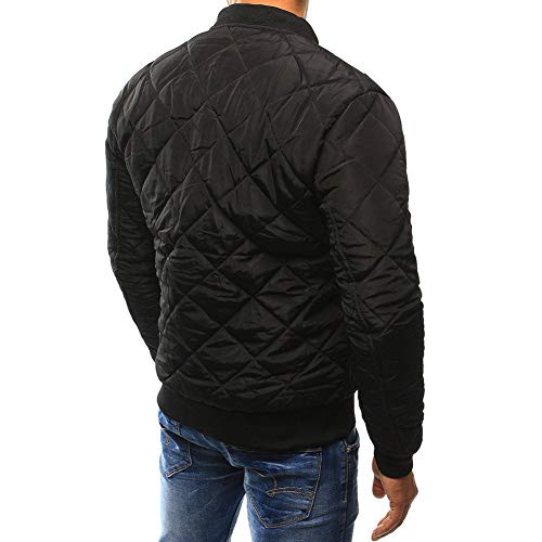 Image of Mens Flight Bomber Jacket Diamond Quilted Varsity Jackets Winter Warm Padded Coats Outwear