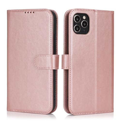 Image of for iPhone 11 Pro Max Case Wallet with Card Holder,for iPhone 11 Pro Max Wallet Case for Women Men,PU Leather Shockproof Magnetic Buckle Stand Flip Phone Case-Rose Gold