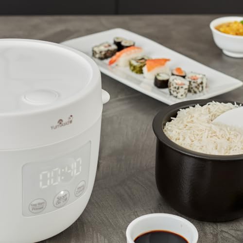 Yum Asia Tsuki Mini Rice Cooker with Shinsei Ceramic Bowl (2.5 cups, 0.45 litre) 5 Rice Cooking Functions, 2 Multicooker Functions, Hidden LED Display, 220-240V UK (Pebble White) - Image 10