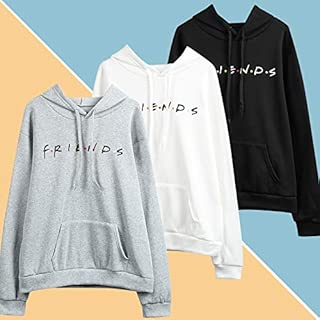 KKmoon Fashion Women Hoodie Friends Letter Print Front Pocket Long Sleeve Autumn Winter Hooded Pullover Top