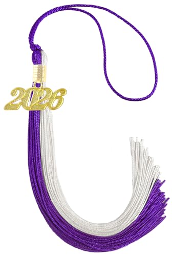 Image of Purple and White Graduation Tassel 2026 for Grad Cap and Graduation Ceremony Accessory Decoration