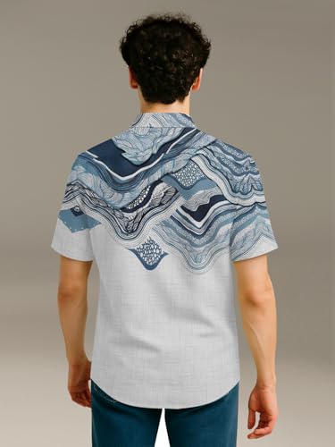 Image of BULLMER Trendy Regular Fit Cotton Blend Printed Casual Half Sleeve Shirt for Men | Stylish Mens Casual Shirts | Shirts for Men