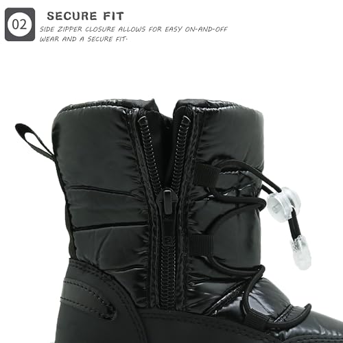Kids Boys Girls Insulated Snow Boots,Unisex-Child Mid Calf Winter Outdoor Boots(Toddler/Little Kid)3