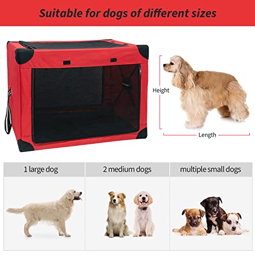 Myoyay Soft Collapsible Dog Crate Portable Folding Dog Travel Crate Kennel Fabric Crate For Pets Xl 37.4Inch Pet Carrier With Mesh Mat, Strong Steel Frame For Training & Travel Purposes #TOP5