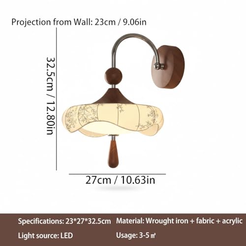 Aplique de Pared LED Oriental Lámpara de Madera sin Cables Vistos Iluminación Elegante 6