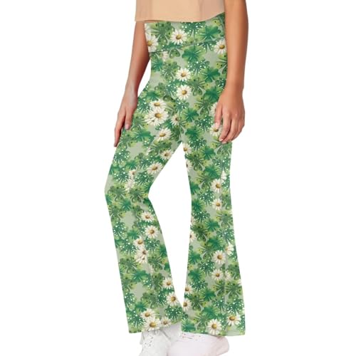 Girls Yoga Pants Dynamic Bell Bottom Girls Wide St. Patrick's Day Leggings Spring Quick-Drying3