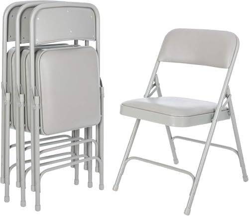 OEF Furnishings OEF1200 Series Premium Heavy Duty Vinyl Padded Folding Chairs, Commercial Grade 500 lb Capacity (4-Pack, Warm Gray) - Image 7