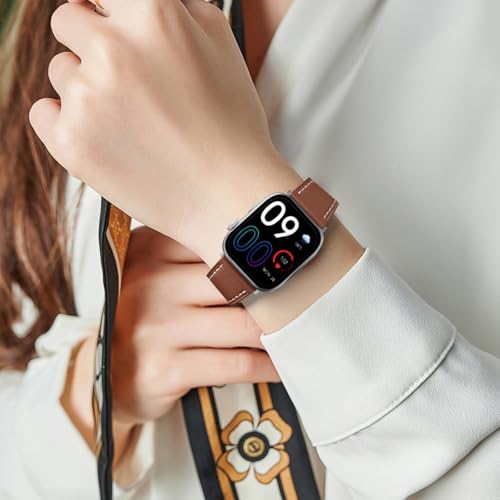 Genuine Leather Bands Compatible with Apple Watch Band 49mm 46mm 45mm 44mm for Women Men, Top Grain Genuine Leather Strap for iWatch Series 10 9 8 7 6 SE 5 4 3 2 1 Ultra Ultra 2
