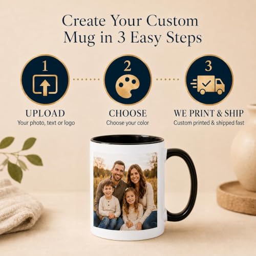 Personalized Custom Photo Coffee Mug, Text or Logo, 11 oz, Black - Image 4