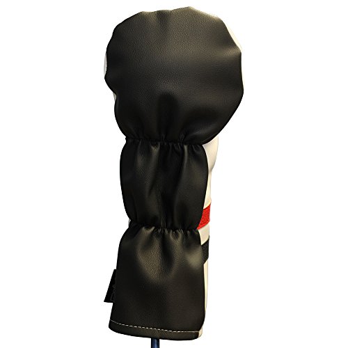 Majek Retro Golf Headcover White Red And Black Vintage Leather Style 1 Driver Head Cover Fits 460Cc Drivers Classic Look #TOP2