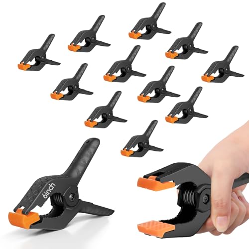 Image of EMART 12 Pack Heavy Duty Spring Clamps 6 Inch Professional Plastic Backdrop Clips for Photography Studio, Background Stand, Woodworking, Crafts, Tarp