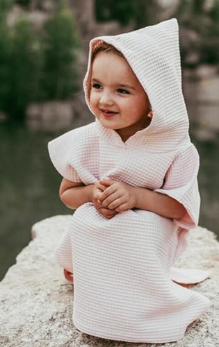 Image of BANGSAUR Hooded Poncho Towel for Toddlers Babies Cotton Lightweight Cover-up Bath Beach Changing Towels, 2-5 Years,Green,23.6in