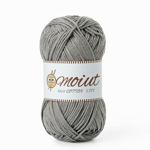Image of Cotton Yarn for Crocheting, Baby Yarn for Crocheting Soft, 131yds / 1.76oz Fluffy Amigurumi Crochet Yarn, 5 Ply 100% Milk Cotton Yarn for Puzzle、Socks、Clothes(Grey)