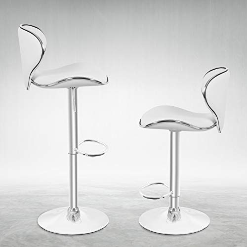 Magshion Faux Leather Adjustable Swivel Dining Counter Bar Stools Chrome Curved Seat Chair Set Of 4 #TOP2