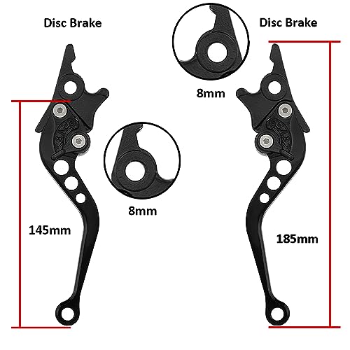 MOCNT 1 Paar Motorrad Bremshebel 22mm Motorrad Kupplungshebel Verstellbarer CNC Aluminium Bremshebel Doppel Scheibenbremse Brems Kupplungs Lenker Kupplungsbremshebel Schwarz
