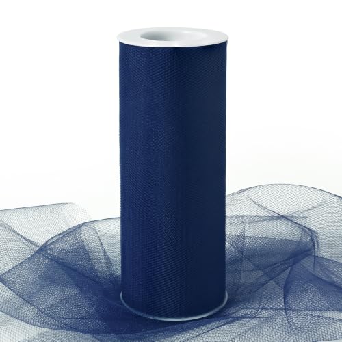 Image of Navy Blue Tulle Fabric Ribbon 6 Inch by 25 Yards Rolls Fabric Spool Tulle for Gift Wrapping Wedding Decorations Craft Supplies DIY Tutu Skirt Baby Shower Birthday Party