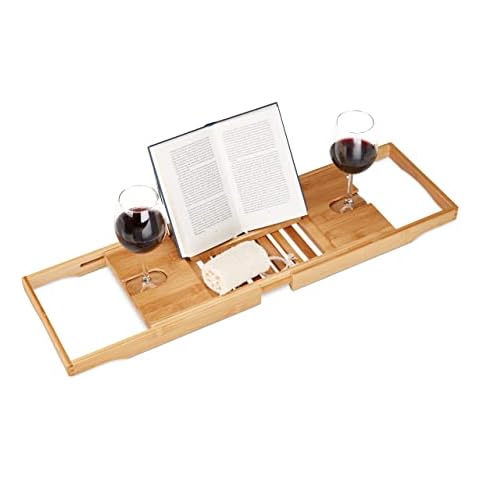 Bandeja Bañera Extensible con Soporte para Libro y Copa de Vino Cover