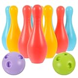 VOSAREA 1Set Plastic Bowling for Indoor Outdoor Recreational Bowling Plaything Fun Pin and Ball for Parties