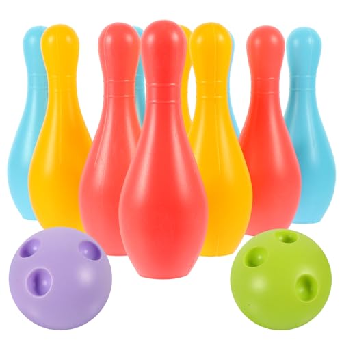 VOSAREA 1Set Plastic Bowling for Indoor Outdoor Recreational Bowling Plaything Fun Pin and Ball for Parties