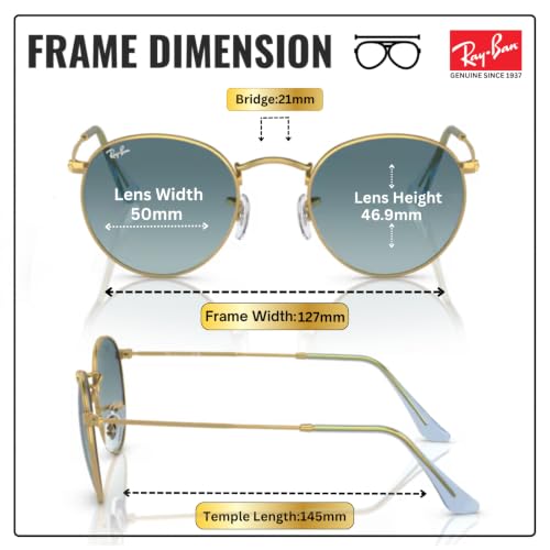 Image of Ray-Ban RB3447 ROUND METAL Round Shaped Sunglasses for Men with Official RAYBAN Eyewear Kit