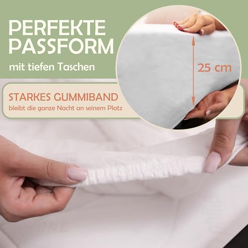 NatureMark Mikrofaser-Spannbettlaken – weich, elastisch und atmungsaktiv – pflegeleicht, bügelfrei – Weiß 90x200