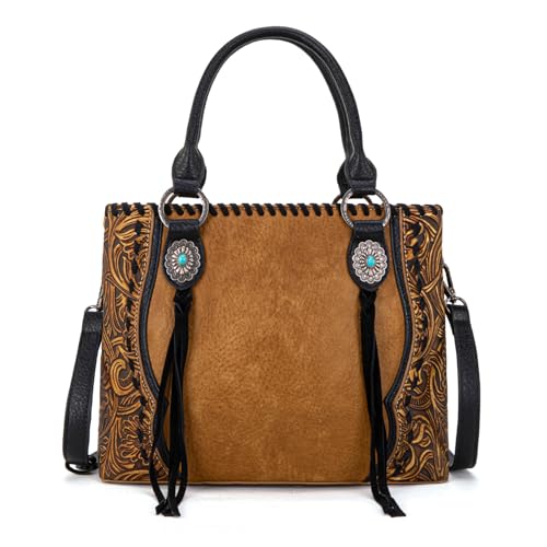 Image of Trinity Ranch Tote Bag for Women Western Purse Floral Tooled Concho Collection