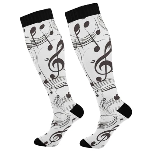 voucong Fashion Music Score White fit support socks for pregnancy for women mujer 1 pair