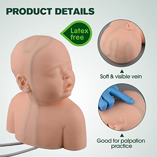 Image of Ultrassist Pediatric IV Simulation Head Kit, Infant IV Practice Kit for Venipuncture Skills, Injection Practice, Clinical Nursing Training