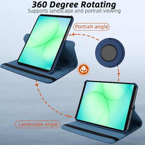 Image of TGK 360 Rotatable Smart Flip Cover for Samsung Galaxy Tab A11 8.7 Inch Case 2025 / Galaxy Tab A9 8.7 Inch 2023 (Dark Blue)