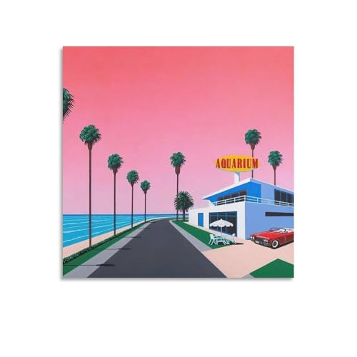 永井博アートイラストポスター (1) 壁アート プリント リビング 寝室 ダイニングルーム バスルーム ホーム装飾16x16inch(40x40cm)