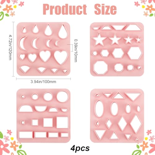 GORGECRAFT 4 Styles Star Rhombus Heart Polymer Clay Cutters Pink Love Plastic Clay Cutters Drop Fanshaped Jewerlry Making Tools Plastic Clay Earring Hooks Cutters Sculpting Tools Set for Women - Image 2