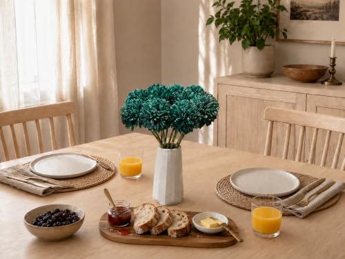 Image of Mandy's 12pcs Artificial Teal Ball Chrysanthemum Flowers