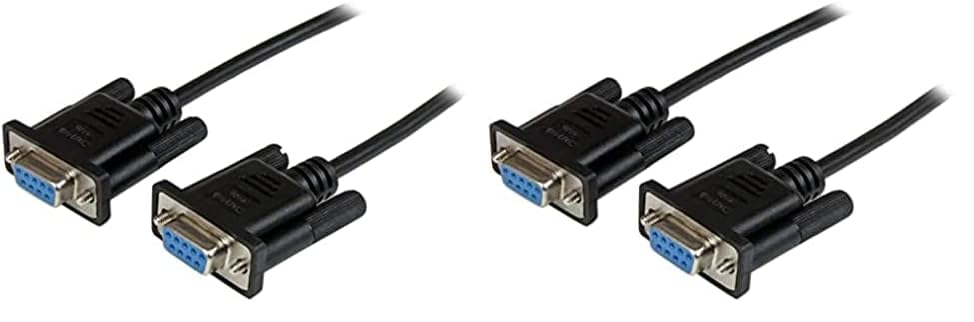 StarTech.com Cable de módem nulo serie DB9 RS232 de 3.3 ft, color negro, FF, DB9 hembra a hembra, cable de módem nulo RS232 de 9 pines, 3.3 ft,