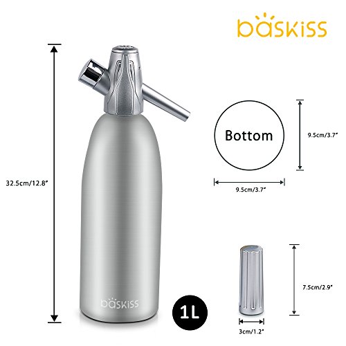 Baskiss Soda Siphon Maker, 1 Liter, Making Carbonated Soda Sparking Water for Juice Drinks Cocktail