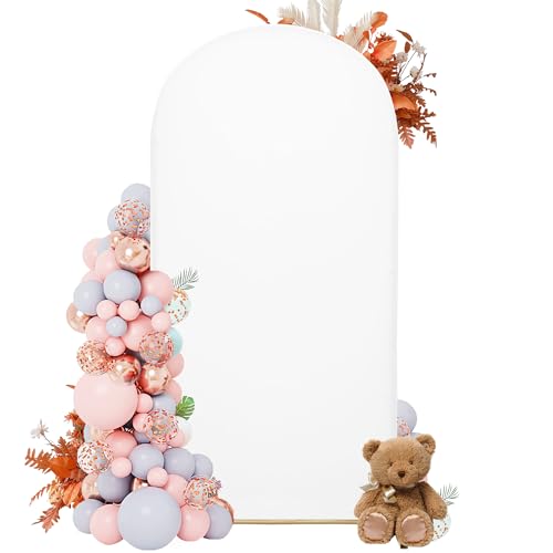 DREAHOTEXTIL 7.2FT Arch Covers Arch Backdrop Stand Fitted Cover for Wedding Birthday Party Ceremony Banquet Decoration (White Cover Only)