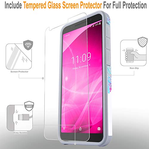 Starshop Compatible For Revvl 2 Phone Case, Included [Tempered Glass Screen Protector], Absorption Drop Protection Dual Layers Impact Advanced Rugged Protective Cover- Dream Catcher #TOP3